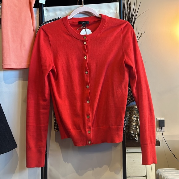 Reddish/coral cardigan with gold buttons - Picture 4 of 4